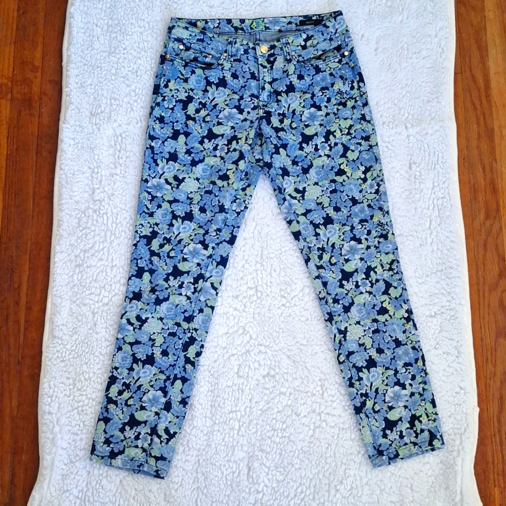 Navy Floral Skinny Jeans, size 28